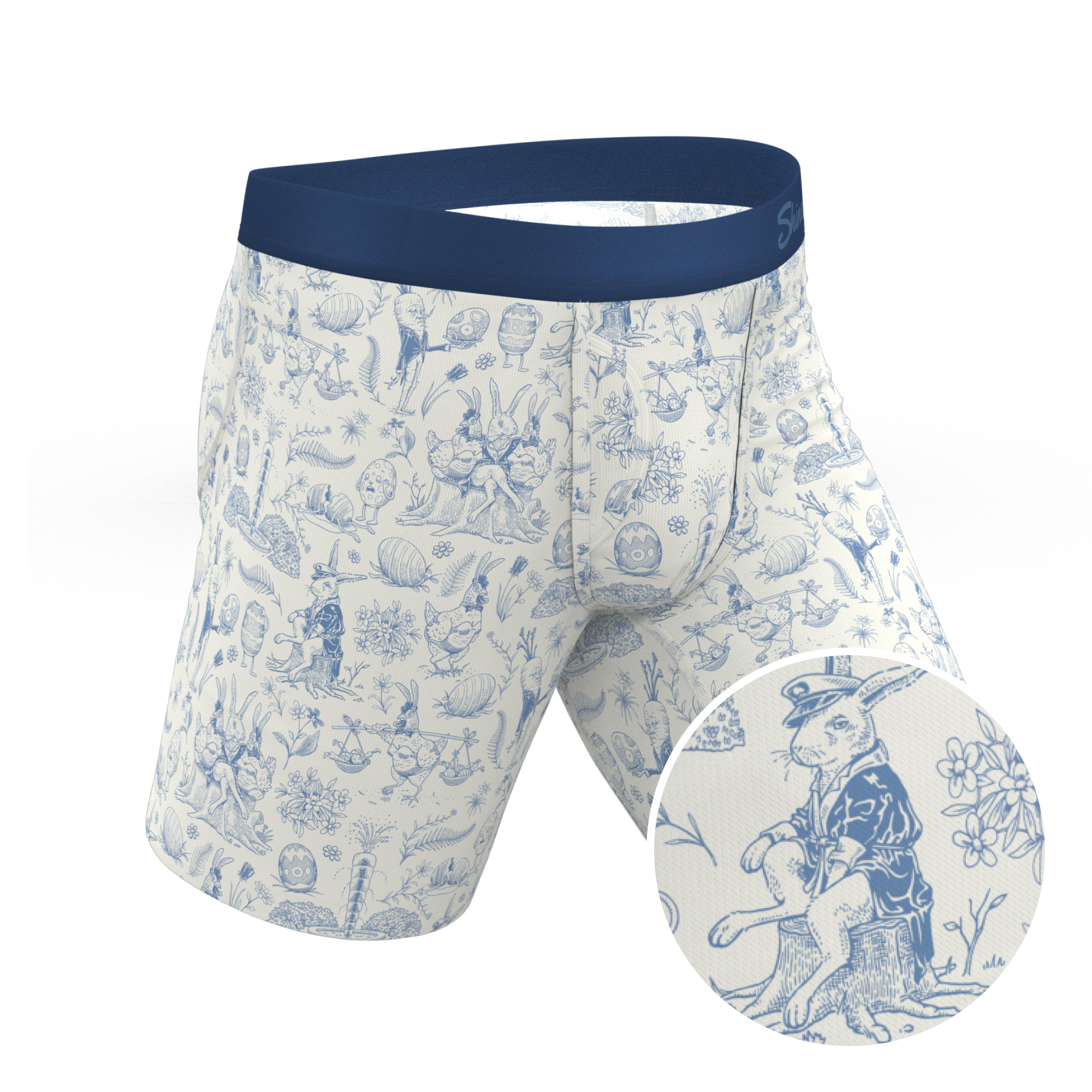 The Hot Cottontail | Easter Toile Long Leg Ball Hammock® Pouch Underwear With Fly