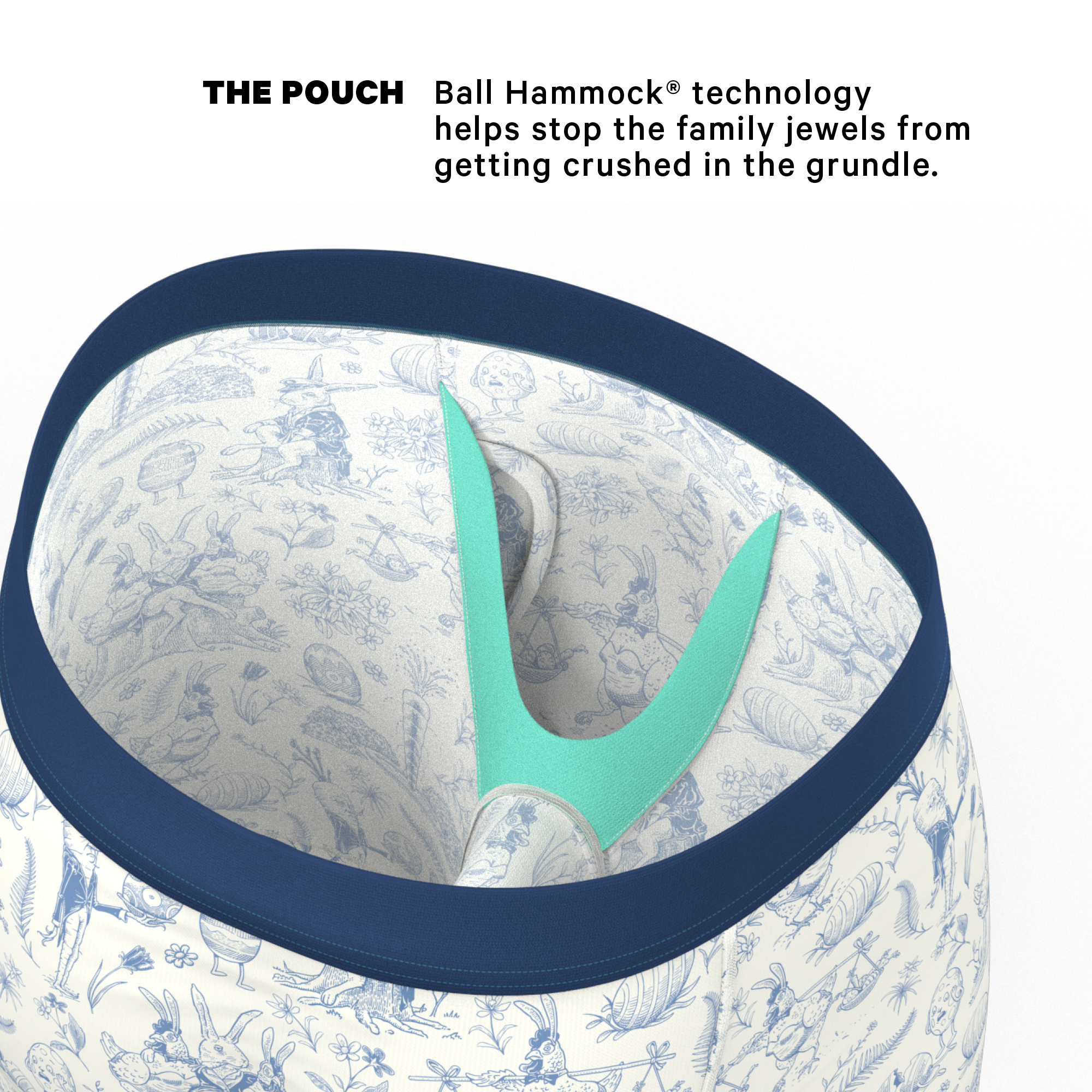 The Hot Cottontail | Easter Toile Long Leg Ball Hammock® Pouch Underwear With Fly