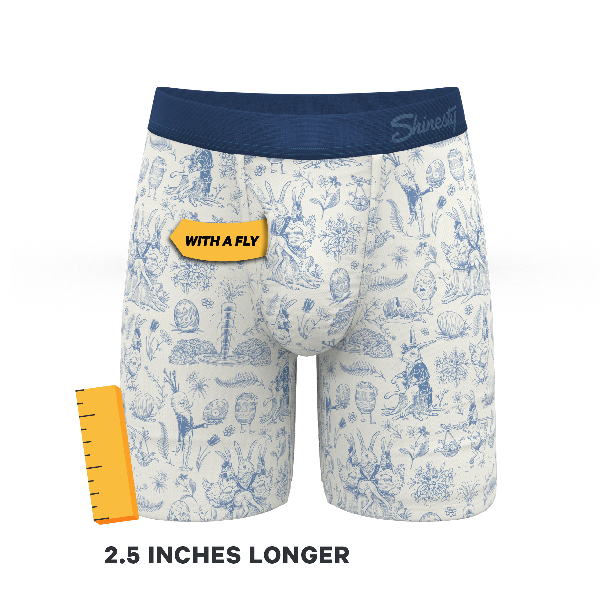 The Hot Cottontail | Easter Toile Long Leg Ball Hammock® Pouch Underwear With Fly