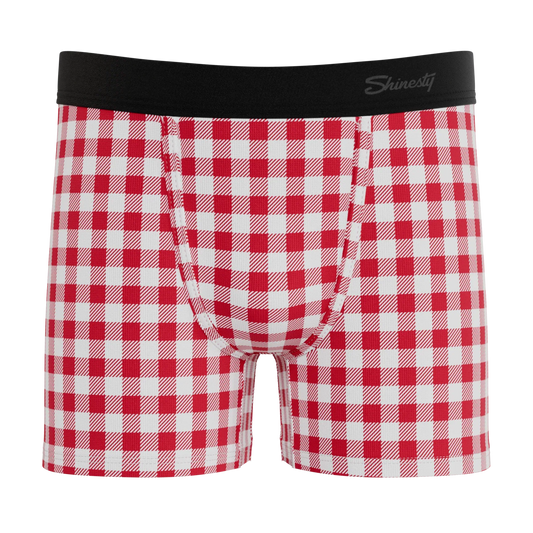 The Hot Diggity | Red Gingham Boy's Boxer Briefs - Shinesty - Flyclothing LLC