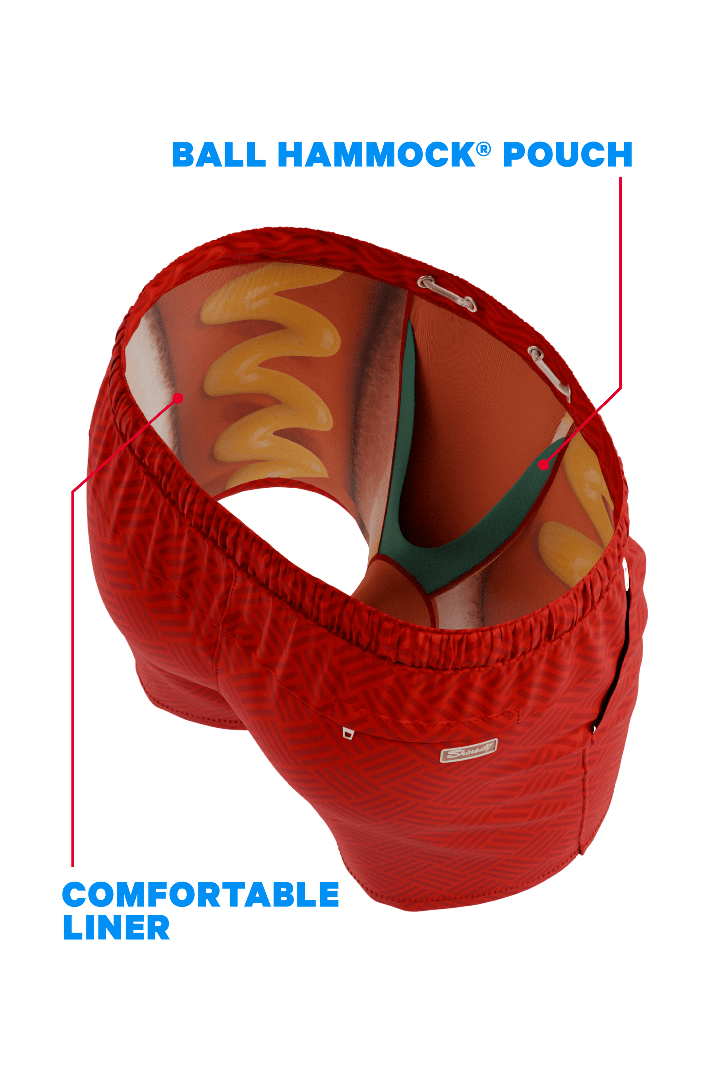 The Hot Dogs Or Legs | Wienerschnitzel x Shinesty Ball Hammock® Pouch 5" Swim Trunks - Shinesty - Flyclothing LLC