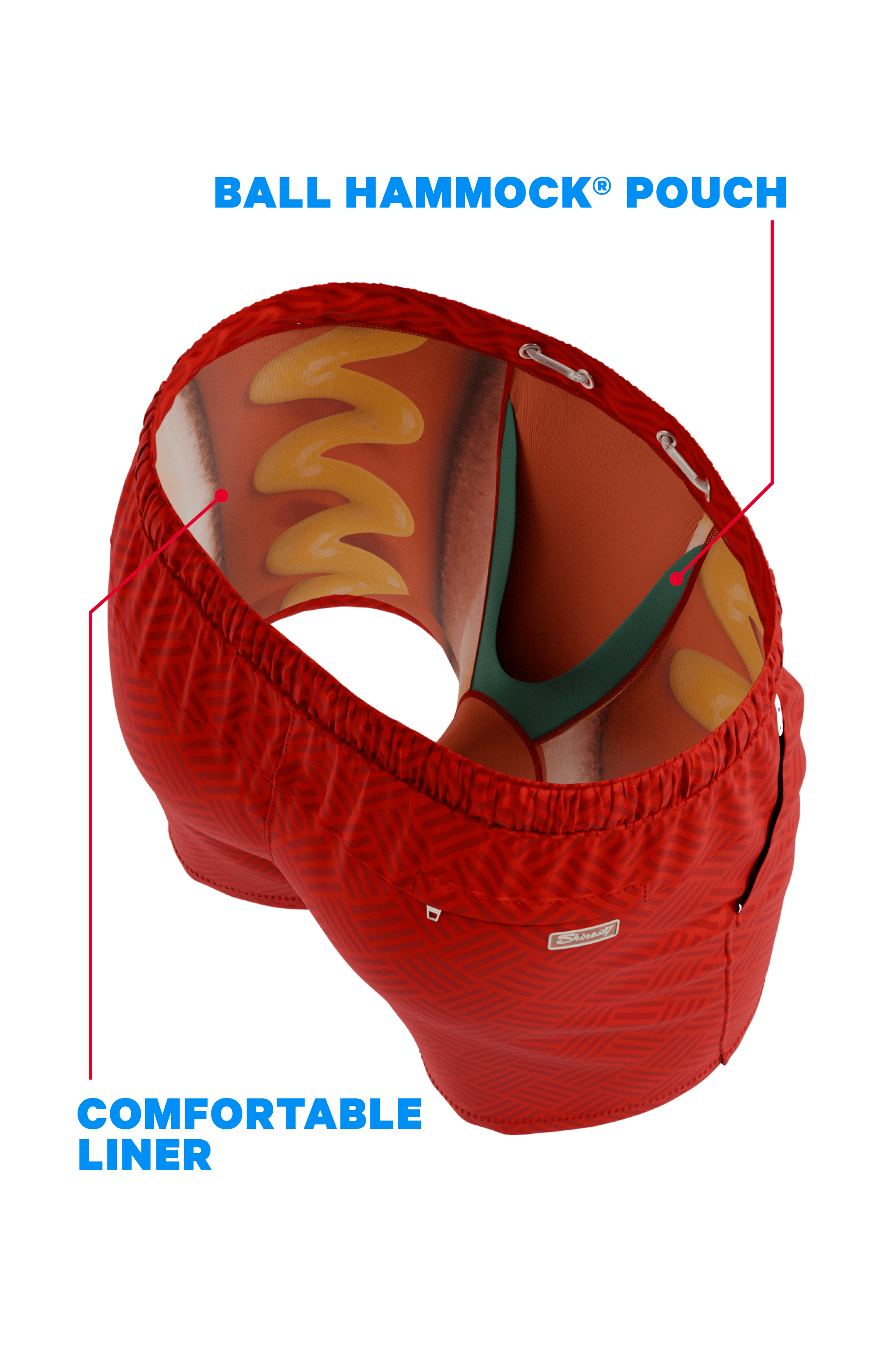 The Hot Dogs Or Legs | Wienerschnitzel x Shinesty Ball Hammock® Pouch 5" Swim Trunks - Shinesty - Flyclothing LLC