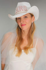 C.C MRS Letter Pearl & Rhinestone Trim Deco Cowboy Hat - Madeline Love - Flyclothing LLC