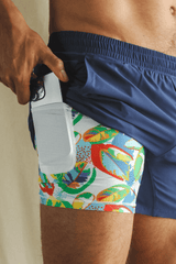 The Hot in Havana | Tropical Navy Ball Hammock® 5 Inch Athletic Shorts