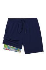 The Hot in Havana | Tropical Navy Ball Hammock® 7 Inch Athletic Shorts