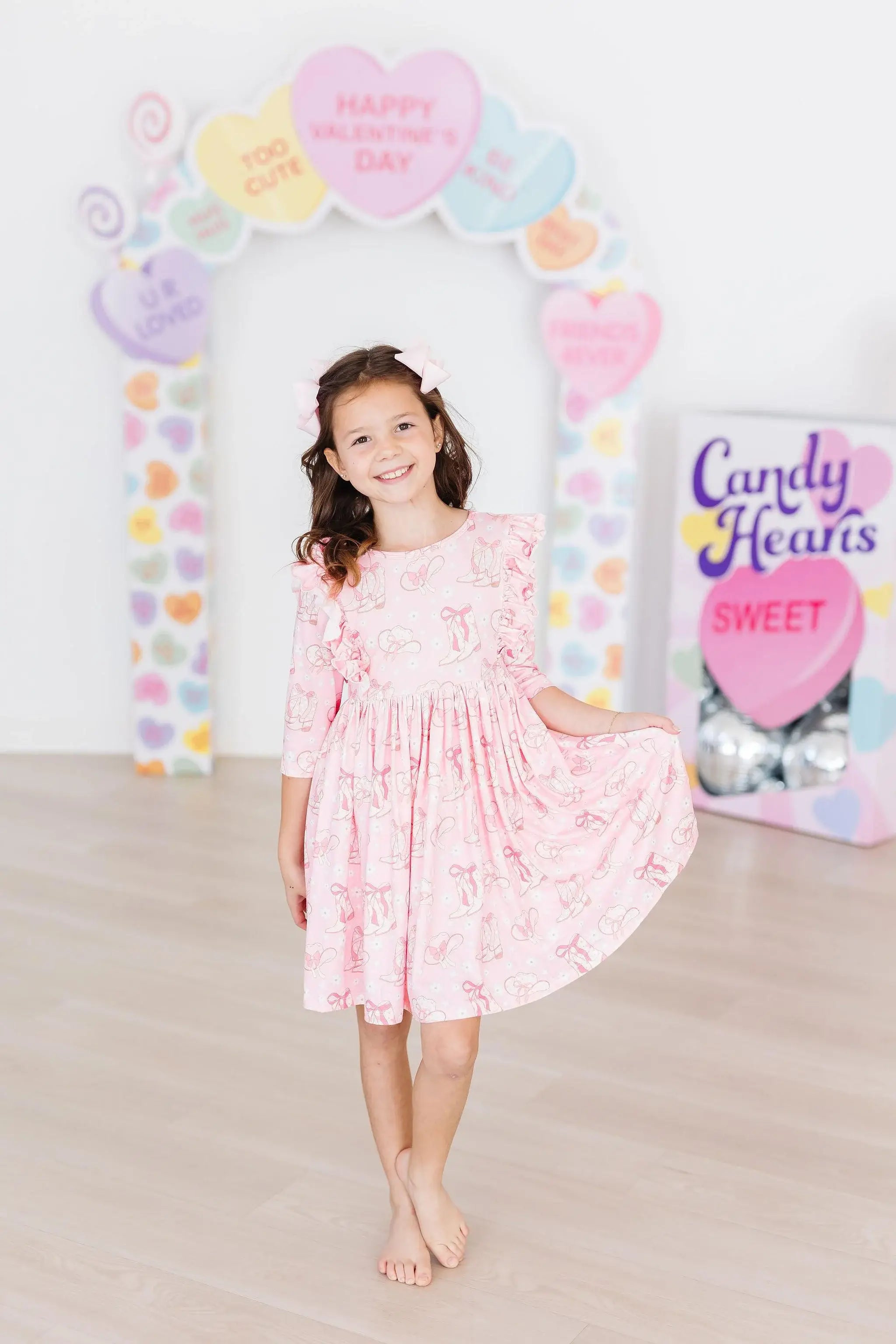 Howdy 3/4 Sleeve Ruffle Twirl Dress - Mila & Rose ® - Flyclothing LLC