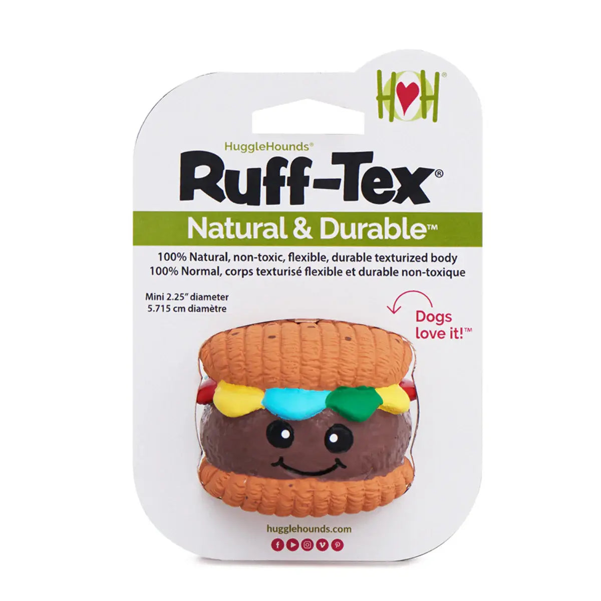 Big Buns Foodies Hamburger Ruff-Tex® Latex Ball Dog Toy - HuggleHounds - Flyclothing LLC