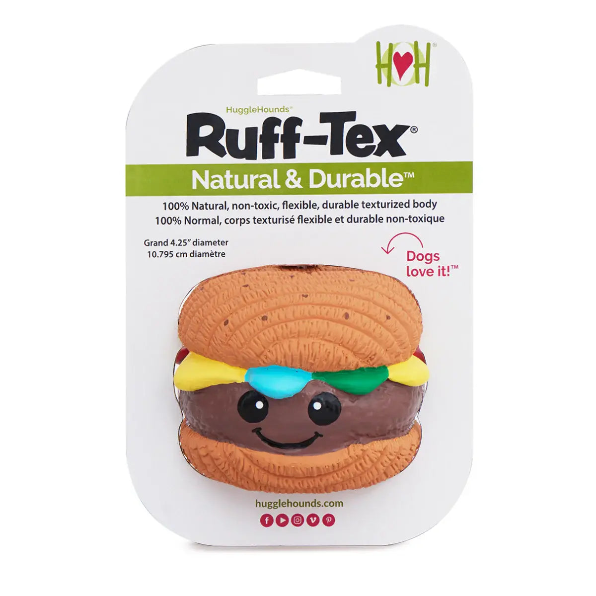 Big Buns Foodies Hamburger Ruff-Tex® Latex Ball Dog Toy - HuggleHounds - Flyclothing LLC