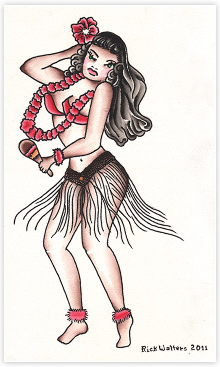 Black Market Art Company Hula Girl Print