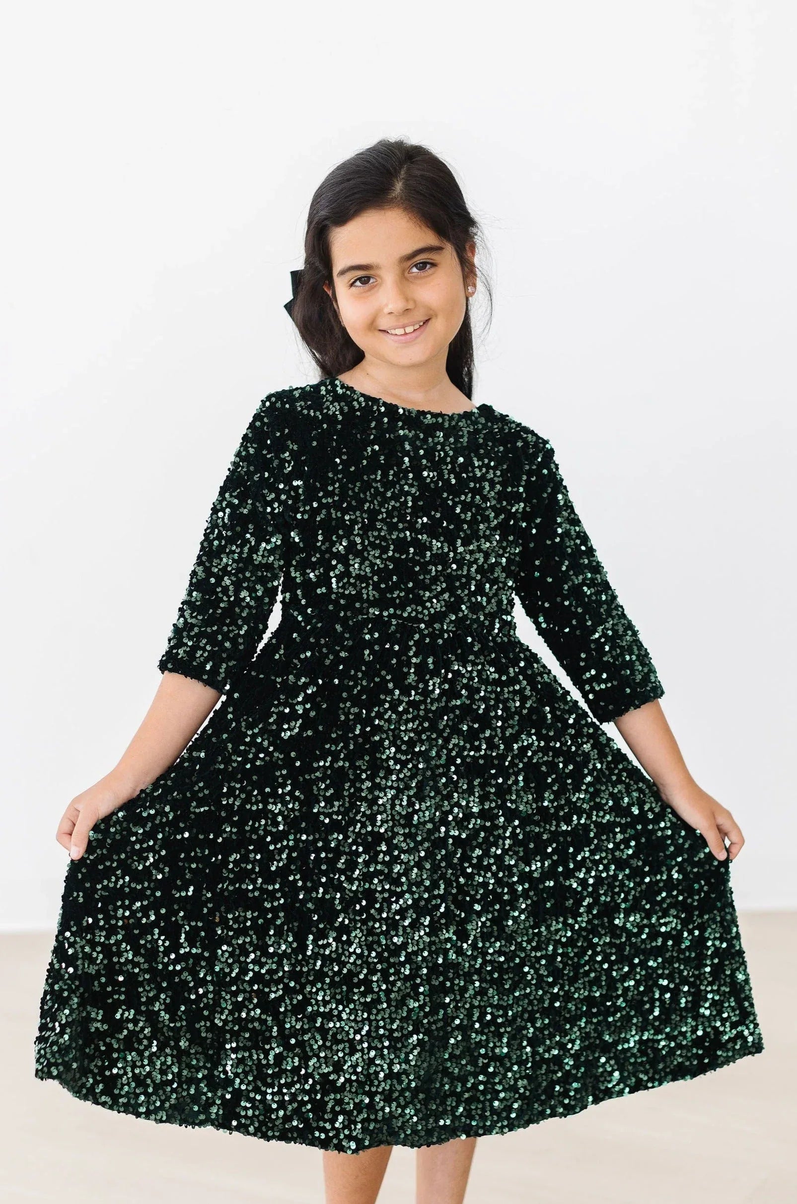 Hunter Green Velvet Sequin Dress - Mila & Rose ® - Flyclothing LLC