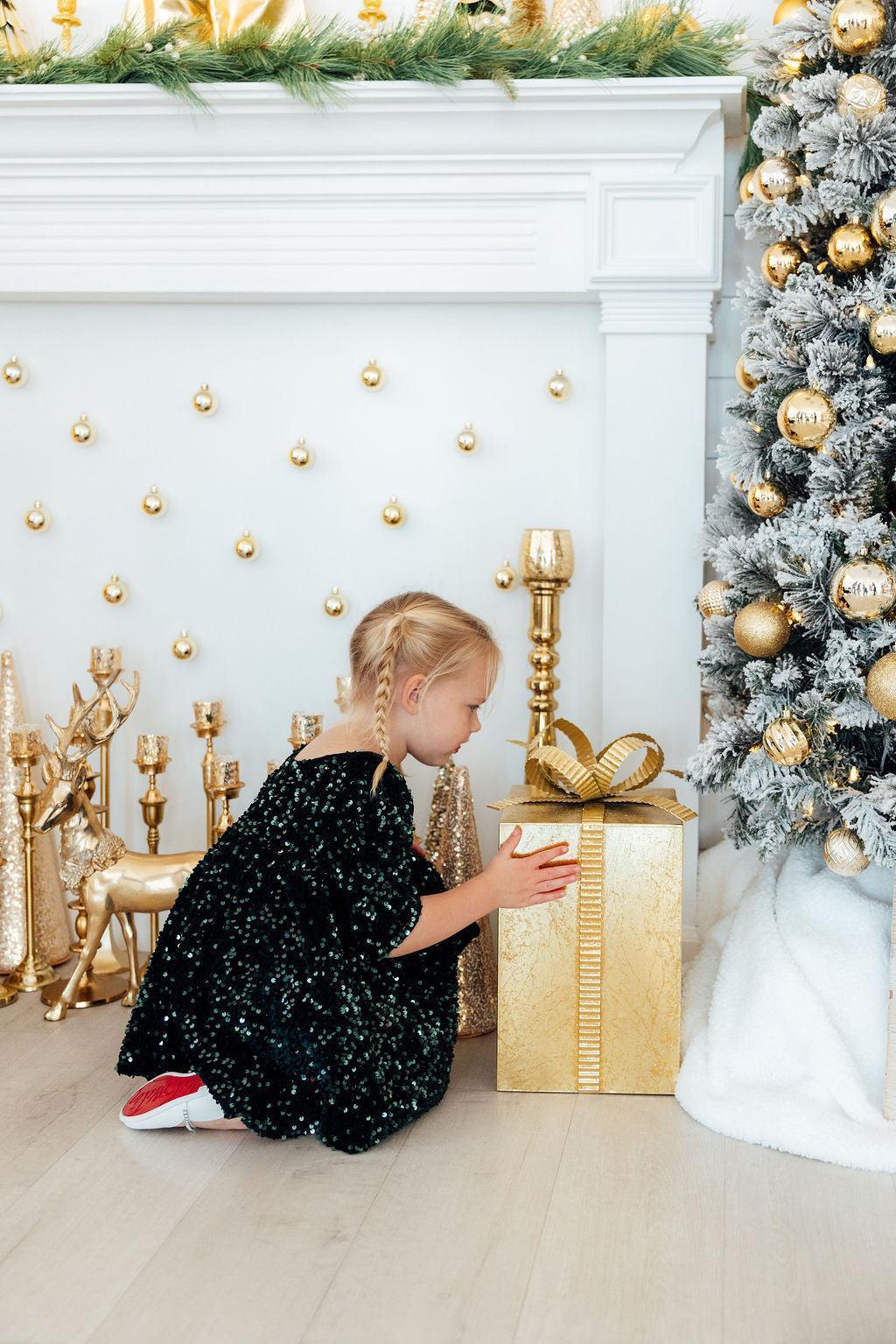 Hunter Green Velvet Sequin Dress - Mila & Rose ® - Flyclothing LLC