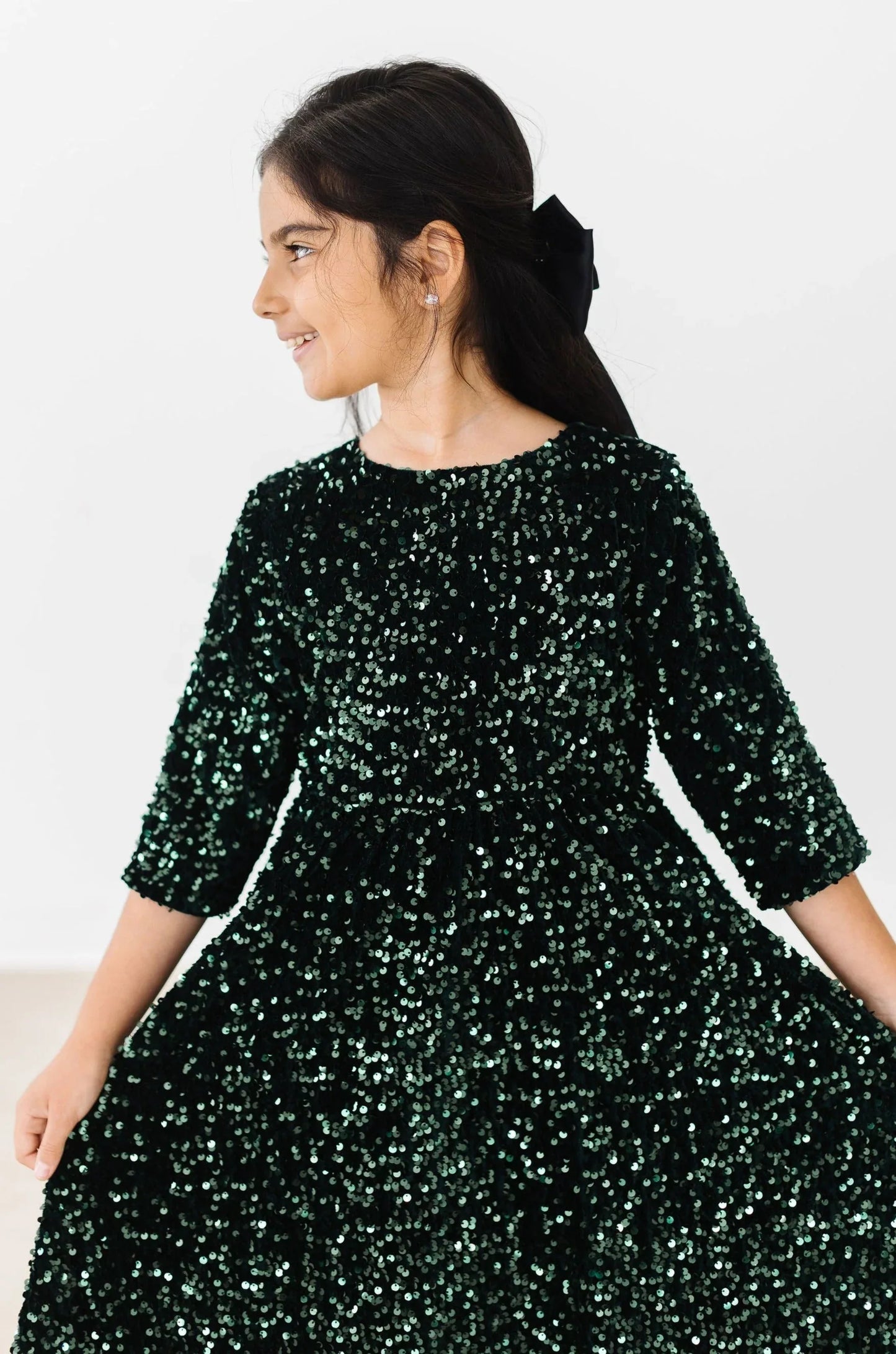 Hunter Green Velvet Sequin Dress - Mila & Rose ® - Flyclothing LLC