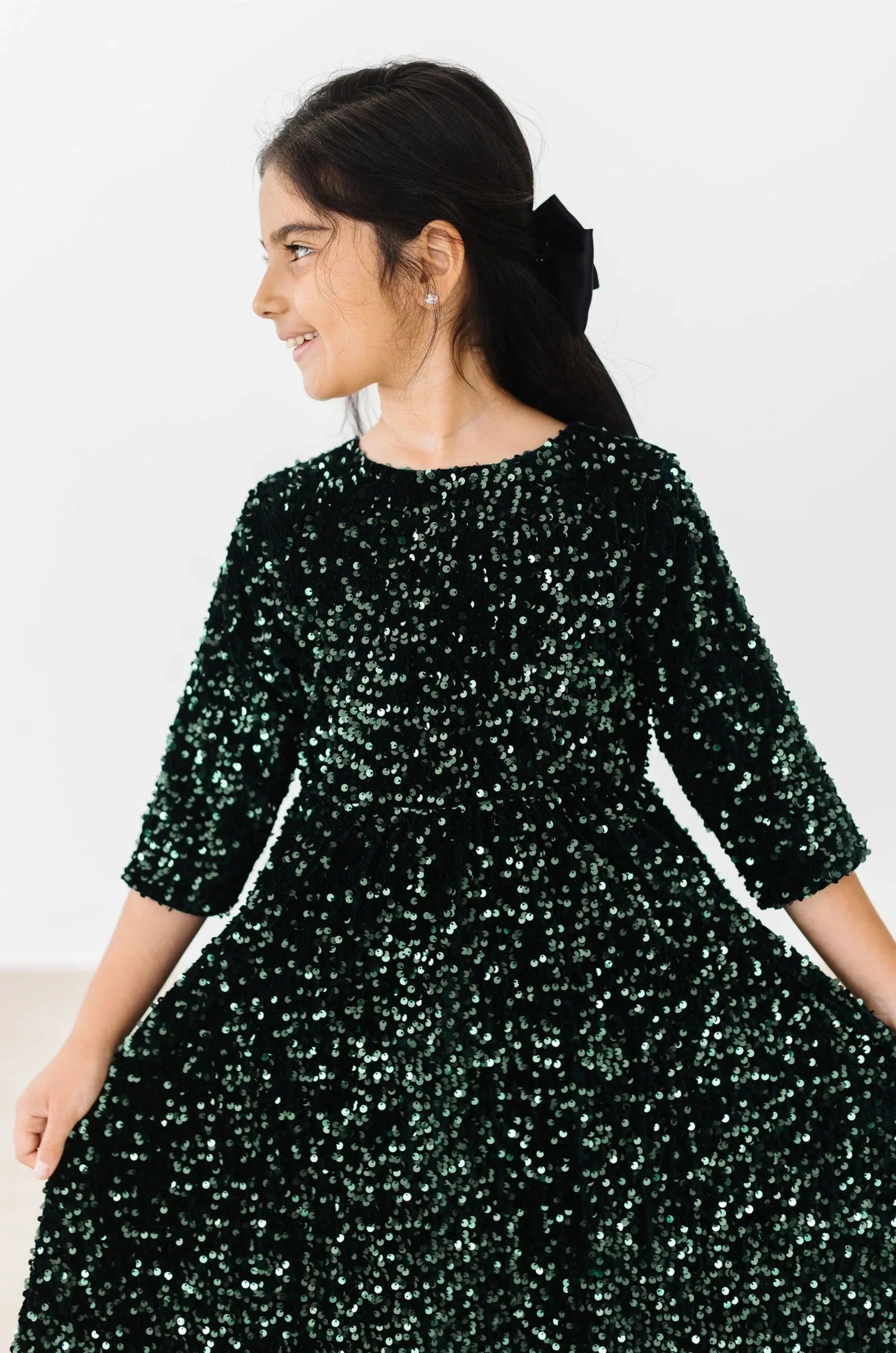 Hunter Green Velvet Sequin Dress - Mila & Rose ® - Flyclothing LLC