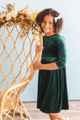 Hunter Green Velvet Twirl Dress