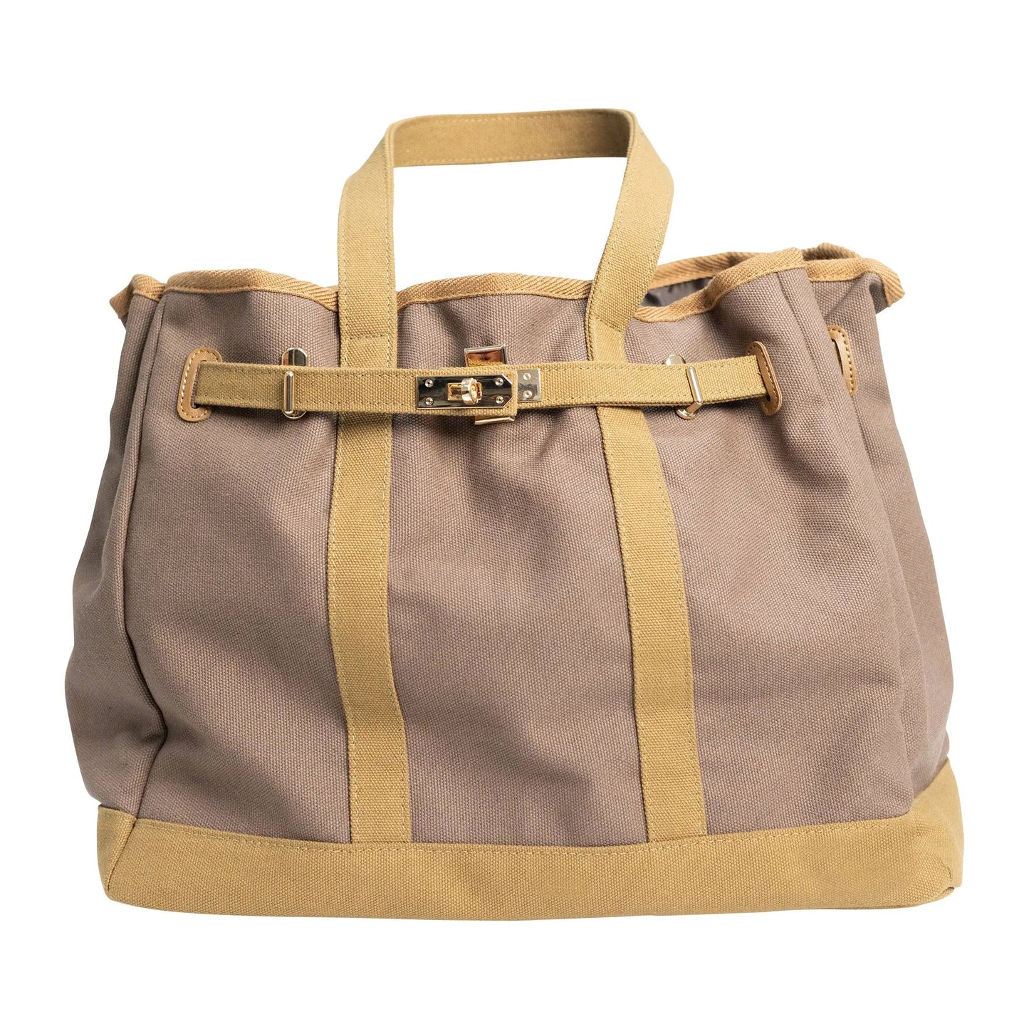 Huntley Equestrian Barkin Canvas Tote Bag with Gold Hardware, Tan