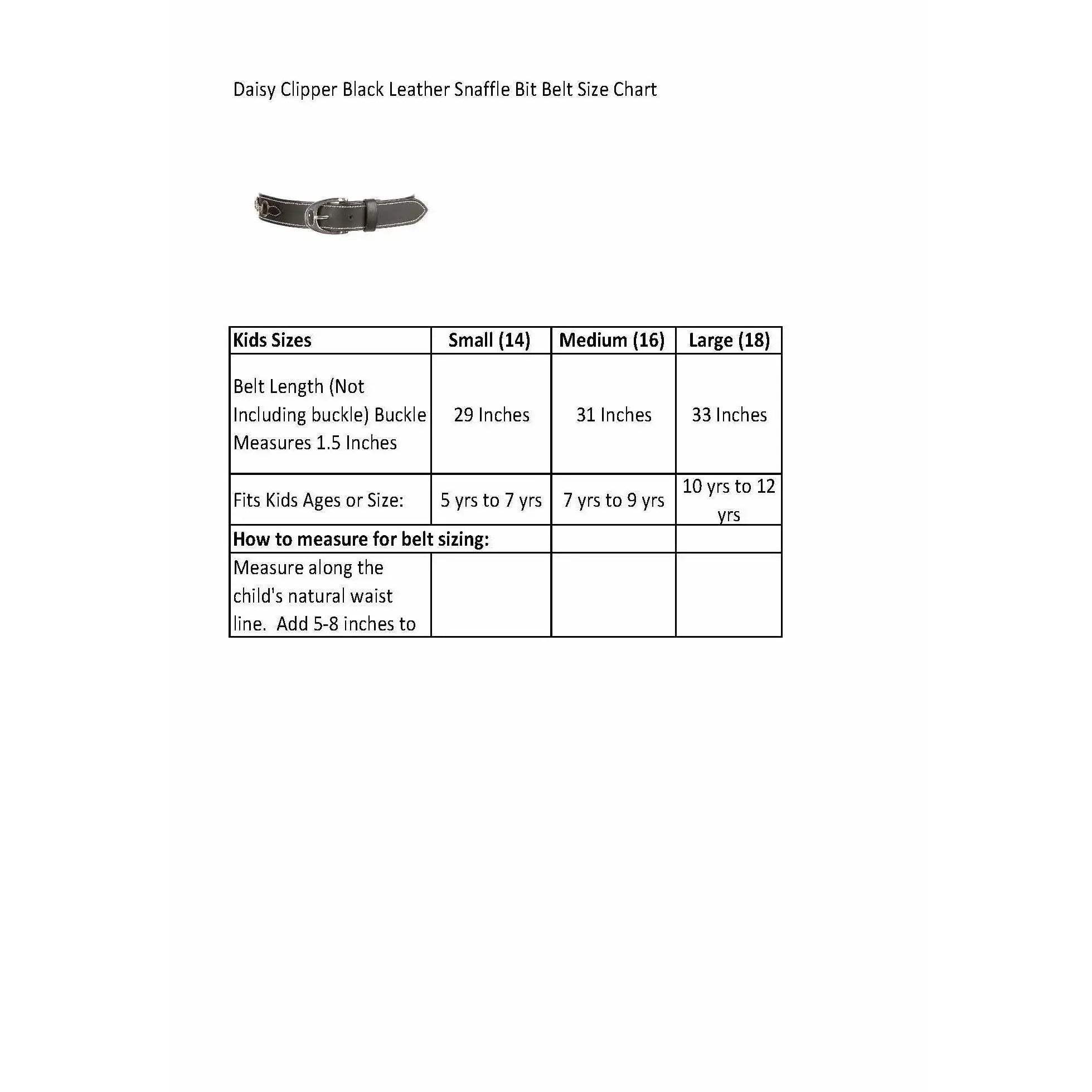 Huntley Equestrian Children's Snaffle Bit Black Leather Belt - Huntley Equestrian - Flyclothing LLC