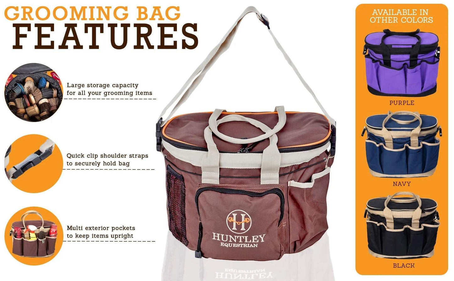 Huntley Equestrian Deluxe Grooming Bag, Brown - Huntley Equestrian - Flyclothing LLC