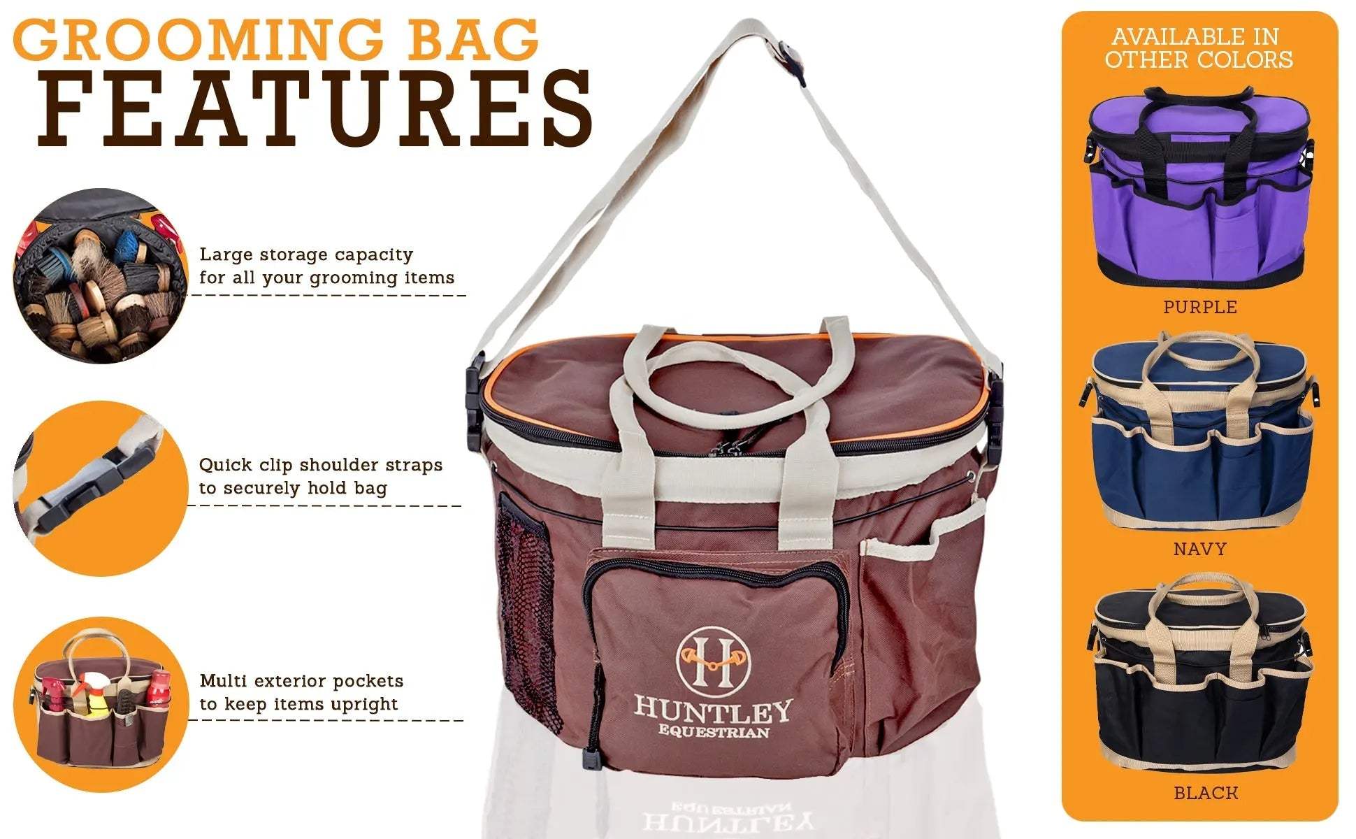 Huntley Equestrian Deluxe Grooming Bag, Brown - Huntley Equestrian - Flyclothing LLC
