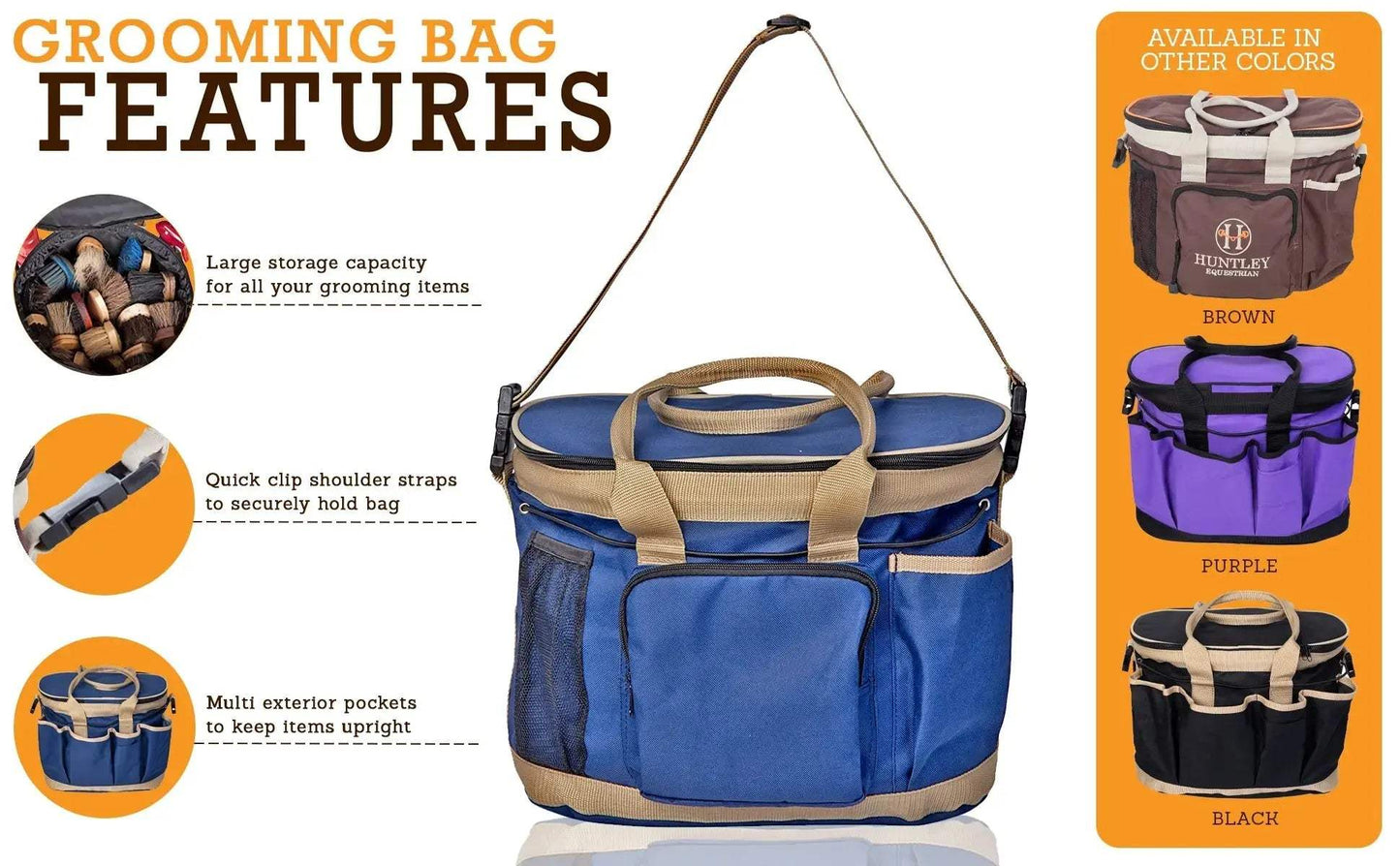 Huntley Equestrian Deluxe Grooming Bag, Brown - Huntley Equestrian - Flyclothing LLC