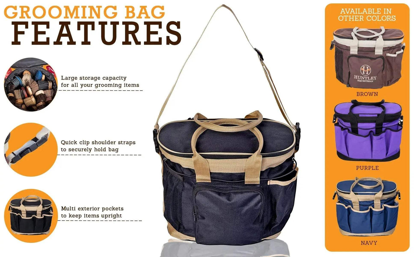 Huntley Equestrian Deluxe Grooming Bag, Brown - Huntley Equestrian - Flyclothing LLC