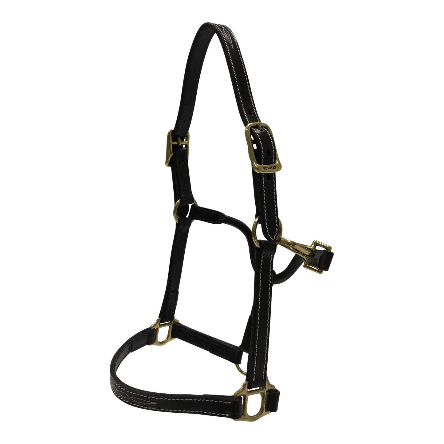 Huntley Equestrian Fancy Stitched Adjustable Premium Leather Pony Halter with Brass Hardware - Huntley Equestrian - Flyclothing LLC