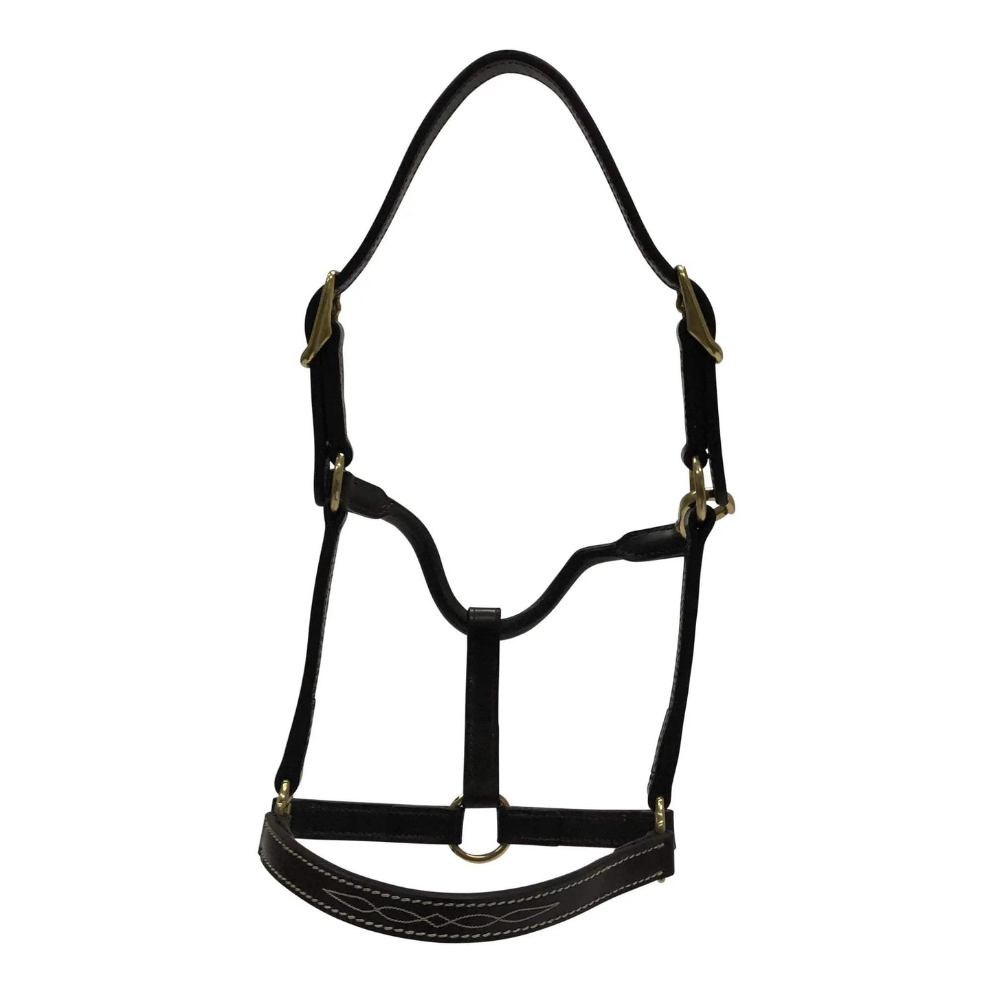 Huntley Equestrian Fancy Stitched Adjustable Premium Leather Pony Halter with Brass Hardware - Huntley Equestrian - Flyclothing LLC