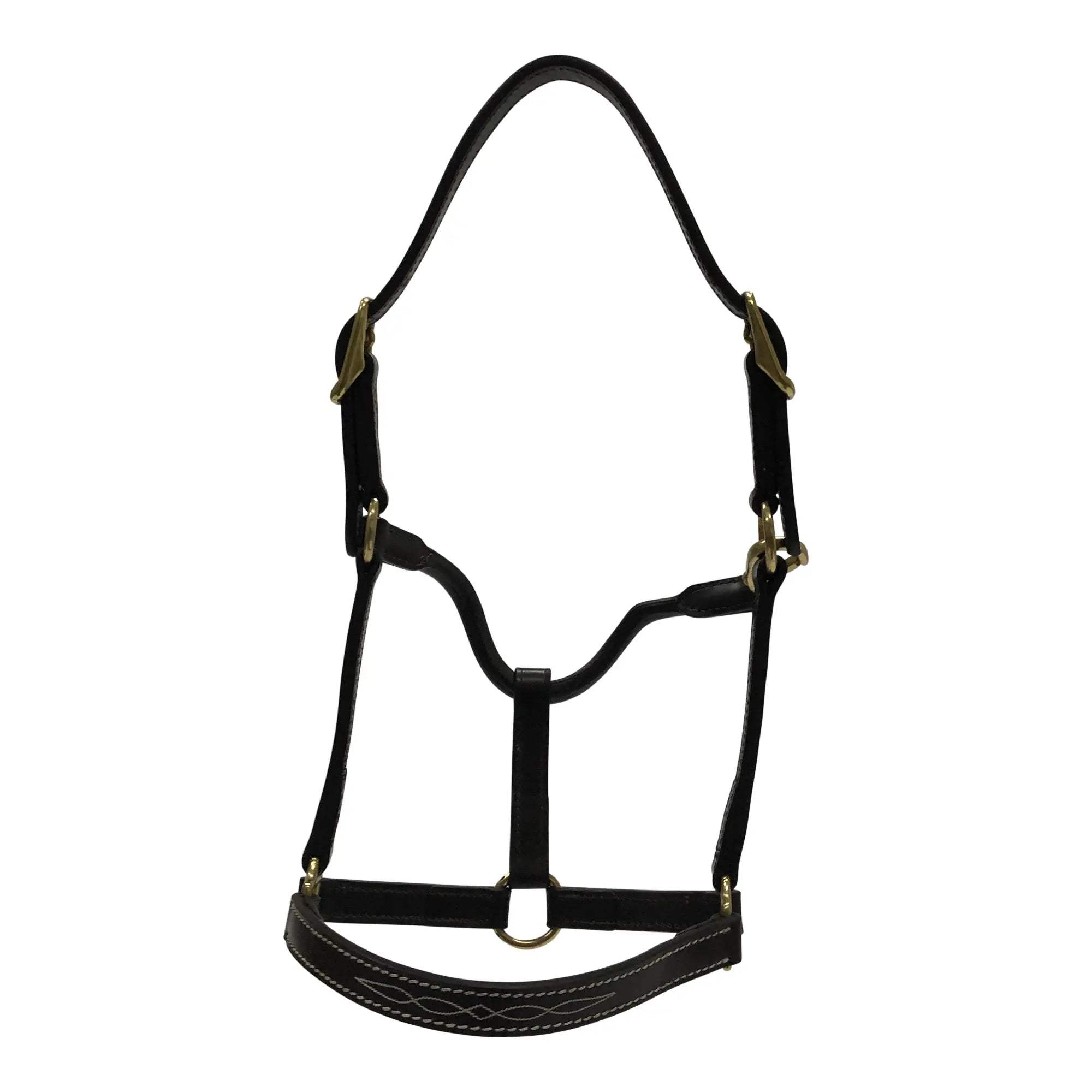 Huntley Equestrian Fancy Stitched Adjustable Premium Leather Pony Halter with Brass Hardware - Huntley Equestrian - Flyclothing LLC