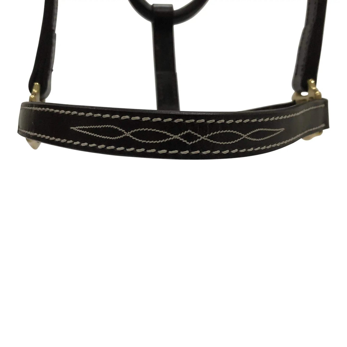 Huntley Equestrian Fancy Stitched Adjustable Premium Leather Pony Halter with Brass Hardware - Huntley Equestrian - Flyclothing LLC