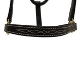 Huntley Equestrian Fancy Stitched Adjustable Premium Leather Pony Halter with Brass Hardware - Huntley Equestrian - Flyclothing LLC