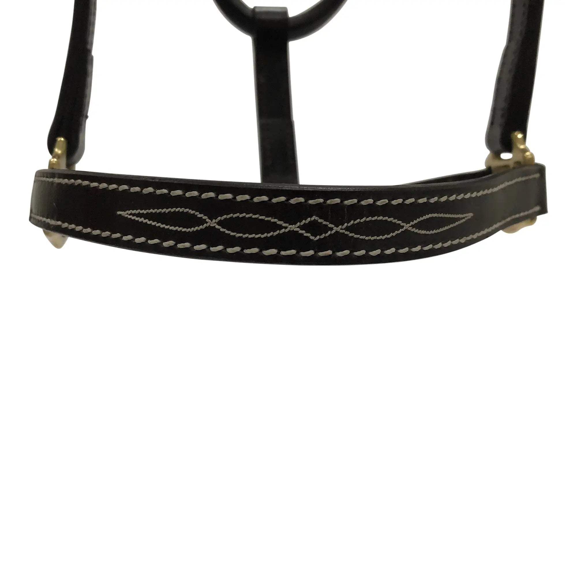 Huntley Equestrian Fancy Stitched Adjustable Premium Leather Pony Halter with Brass Hardware - Huntley Equestrian - Flyclothing LLC