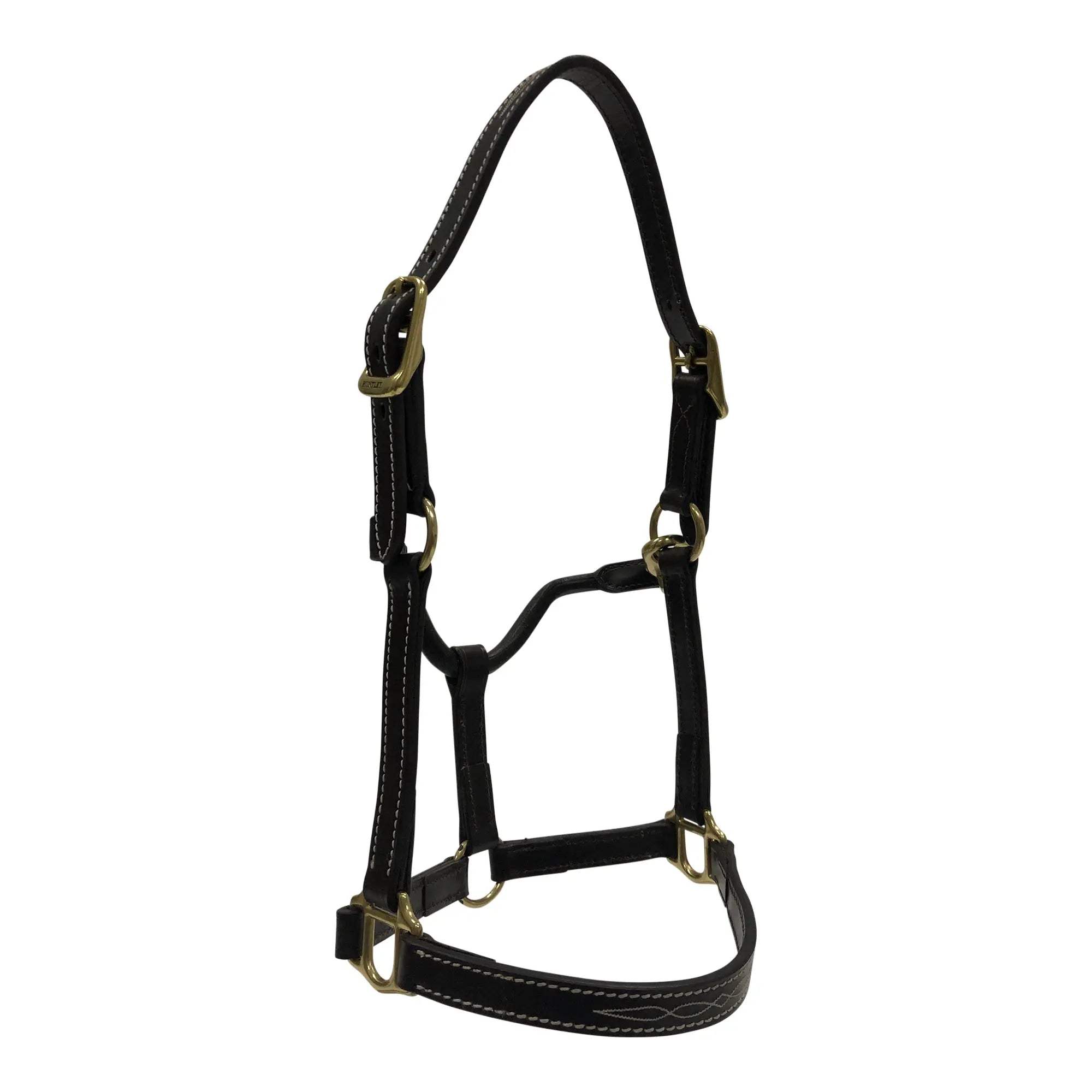 Huntley Equestrian Fancy Stitched Adjustable Premium Leather Pony Halter with Brass Hardware - Huntley Equestrian - Flyclothing LLC