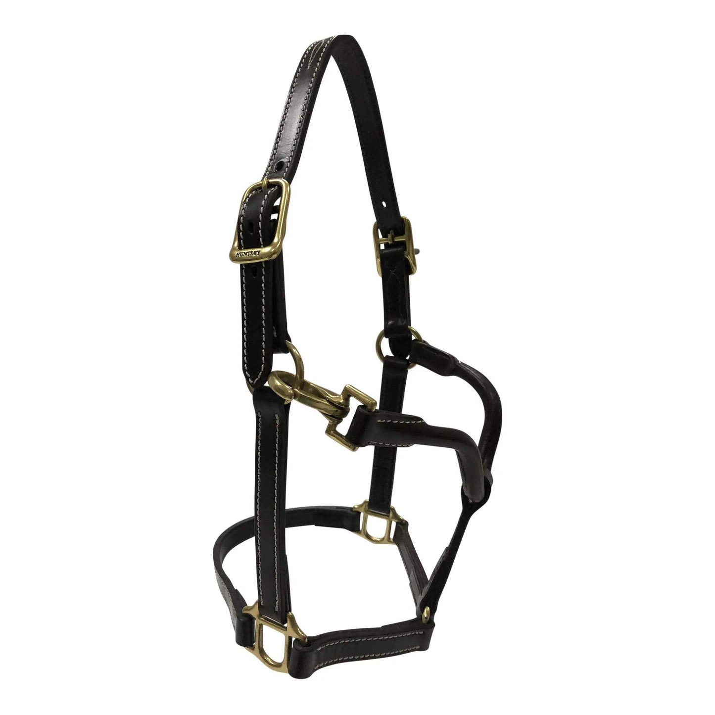 Huntley Equestrian Fancy Stitched Adjustable Premium Leather Pony Halter with Brass Hardware - Huntley Equestrian - Flyclothing LLC