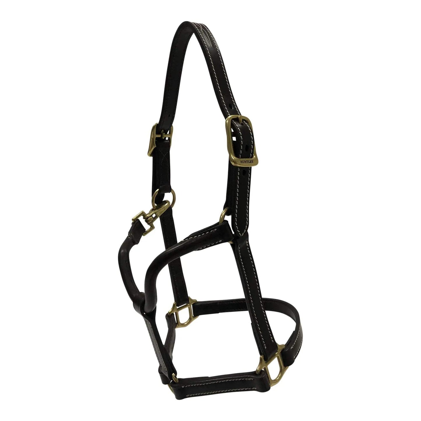 Huntley Equestrian Fancy Stitched Adjustable Premium Leather Pony Halter with Brass Hardware - Huntley Equestrian - Flyclothing LLC