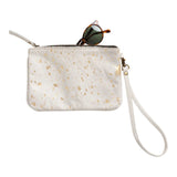 Huntley Equestrian Hair on Hide Leather Wristlet Clutch Wallet Purse, Golden Foil