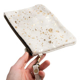 Huntley Equestrian Hair on Hide Leather Wristlet Clutch Wallet Purse, Golden Foil