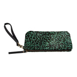 Huntley Equestrian Hair on Hide Leather Wristlet Clutch Wallet Purse, Golden Foil