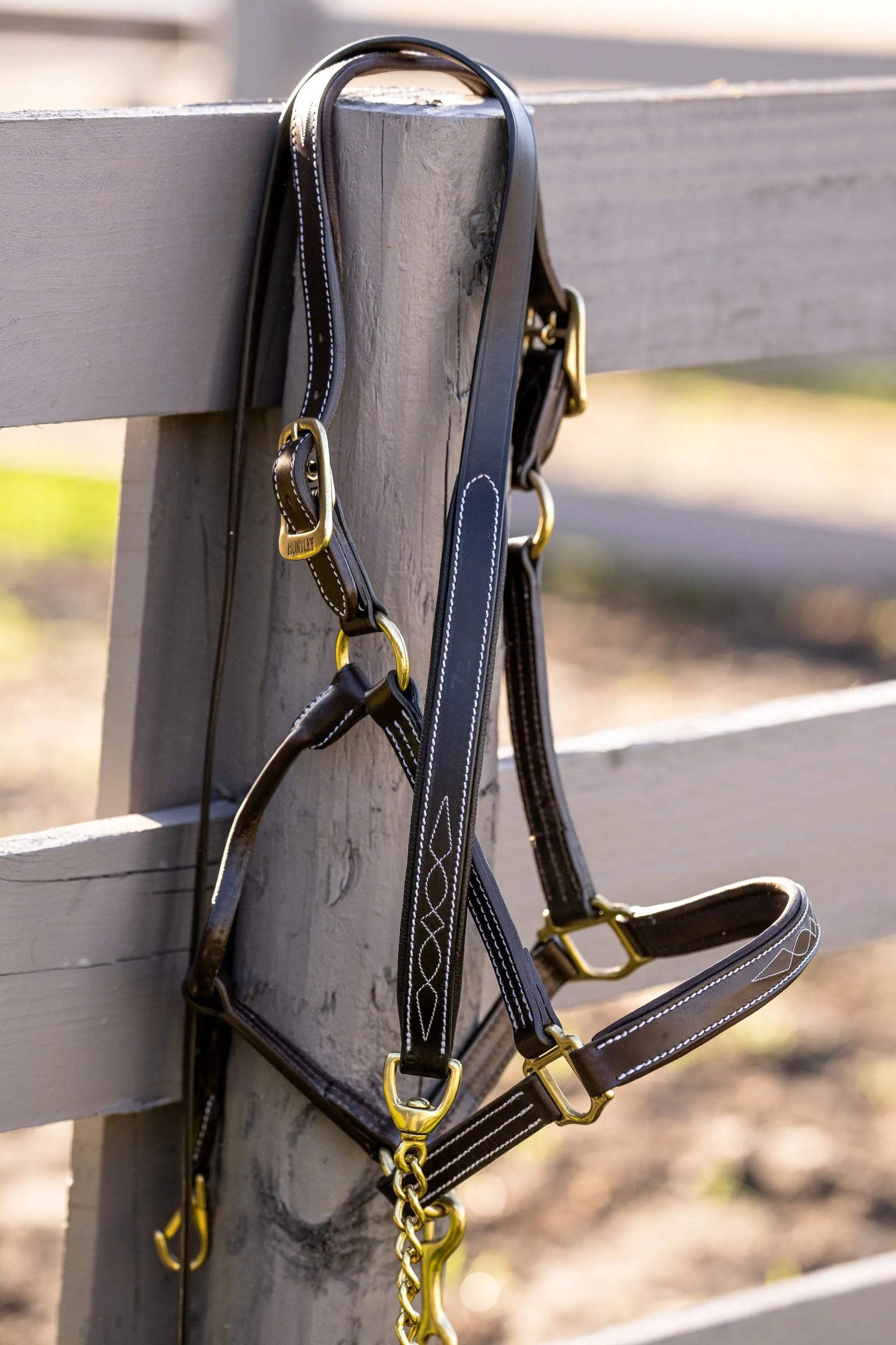 Huntley Equestrian Leather Lead with Brass Chain - Huntley Equestrian - Flyclothing LLC