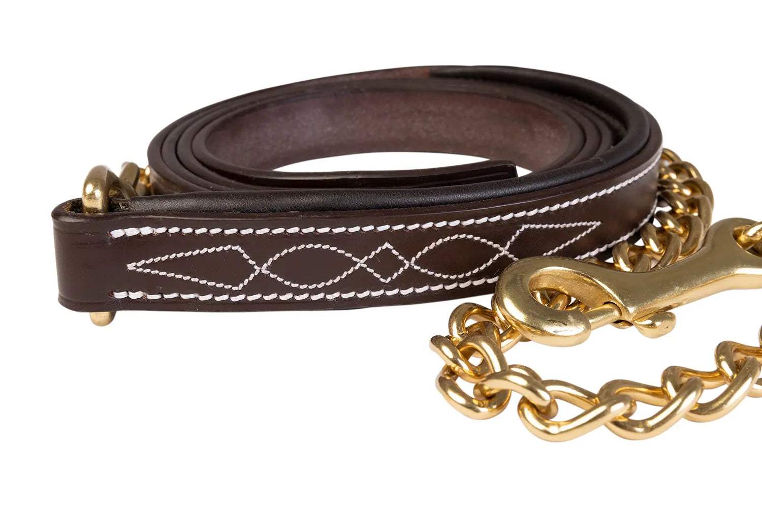Huntley Equestrian Leather Lead with Brass Chain - Huntley Equestrian - Flyclothing LLC