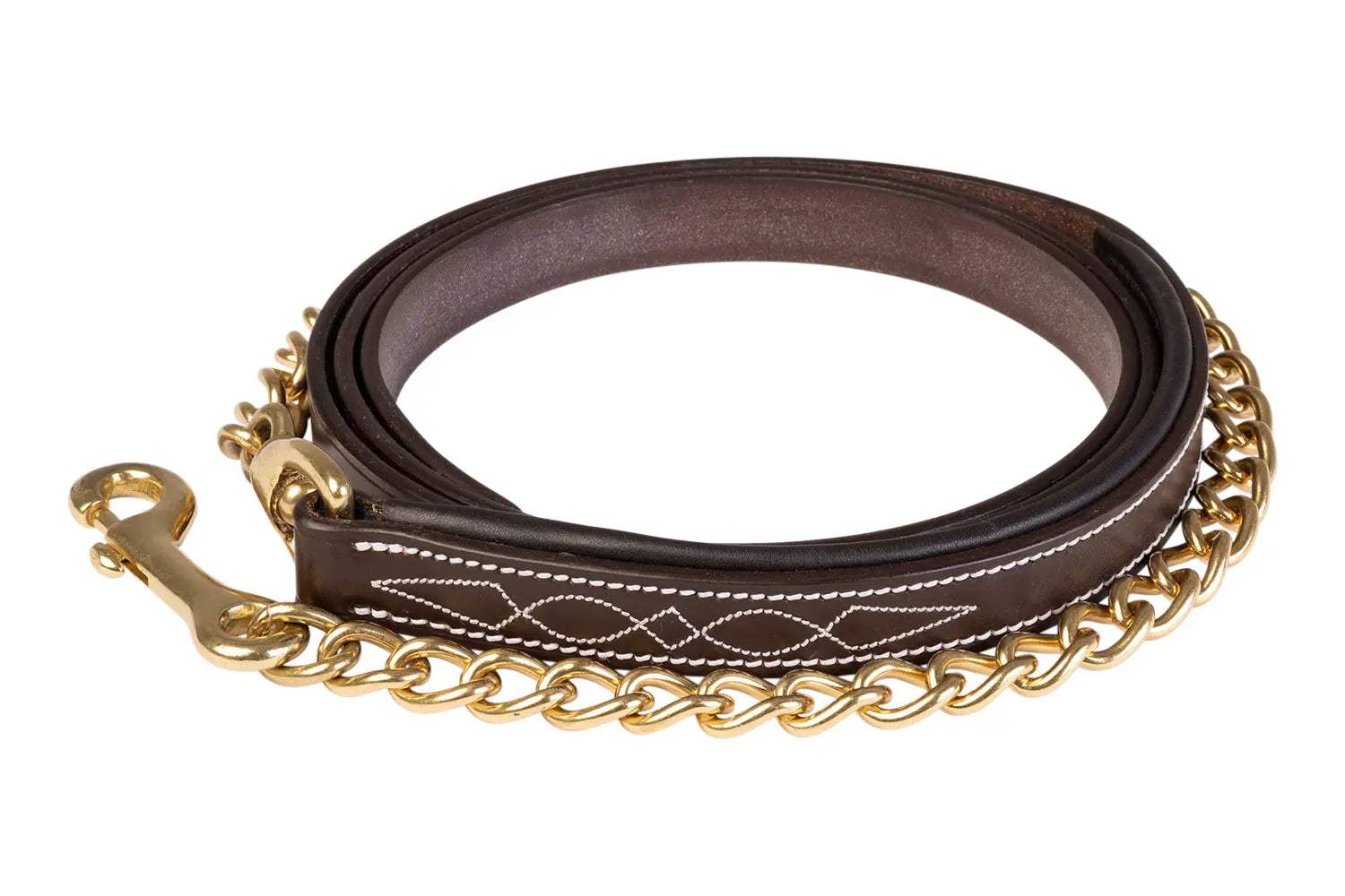 Huntley Equestrian Leather Lead with Brass Chain - Huntley Equestrian - Flyclothing LLC