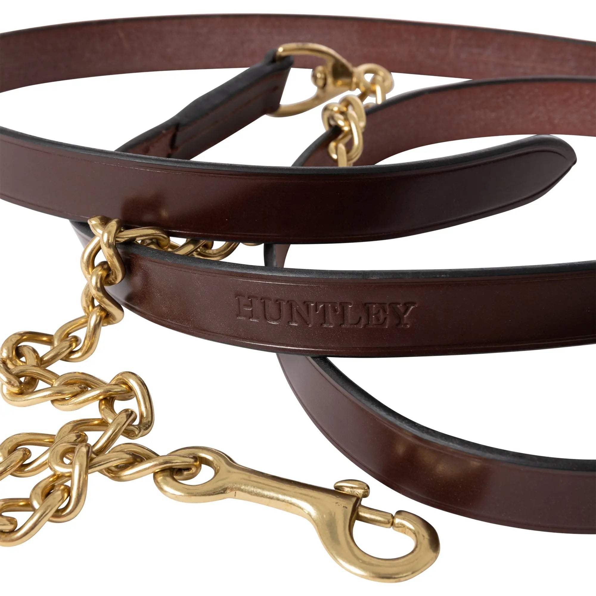 Huntley Equestrian Leather Lead with Brass Chain - Huntley Equestrian - Flyclothing LLC