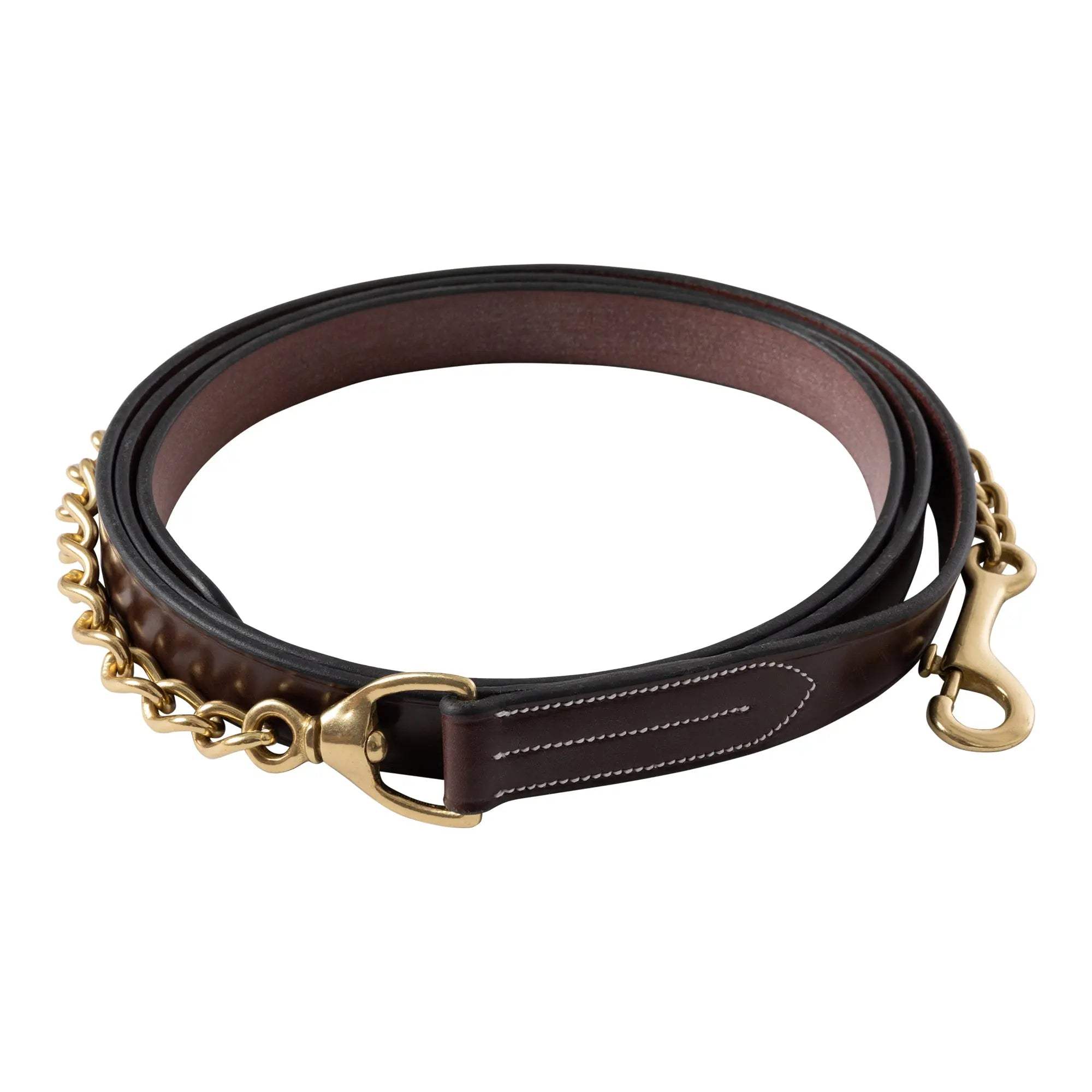 Huntley Equestrian Leather Lead with Brass Chain - Huntley Equestrian - Flyclothing LLC