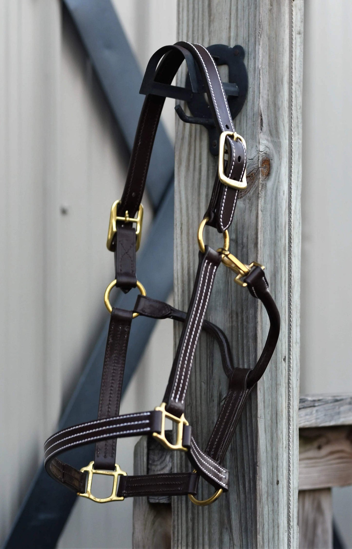 Huntley Equestrian Premium Leather Triple Stitched Halter with Snap - Huntley Equestrian - Flyclothing LLC