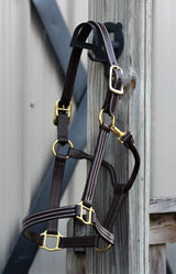 Huntley Equestrian Premium Leather Triple Stitched Halter with Snap - Huntley Equestrian - Flyclothing LLC