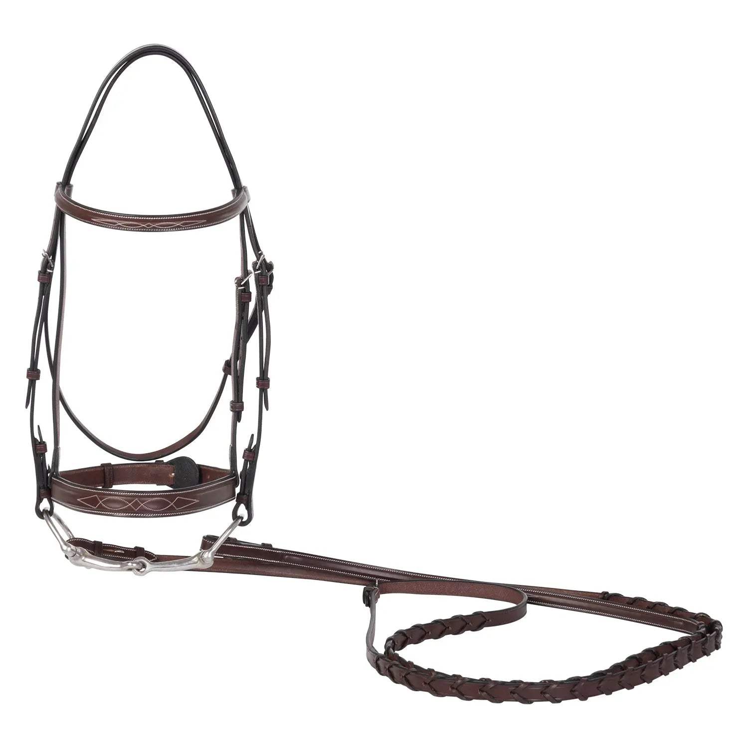 Huntley Equestrian Sedgwick Fancy Stitched Square Raised Hunter Horse Bridle with Reins - Huntley Equestrian - Flyclothing LLC