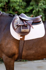 Huntley Equestrian Sedgwick Leather Fancy Stitched Padded Leather Contour Shaped Girth with Double End Elastic - Huntley Equestrian - Flyclothing LLC