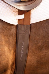 Huntley Equestrian Sedgwick Leather Fancy Stitched Padded Leather Contour Shaped Girth with Double End Elastic - Huntley Equestrian - Flyclothing LLC