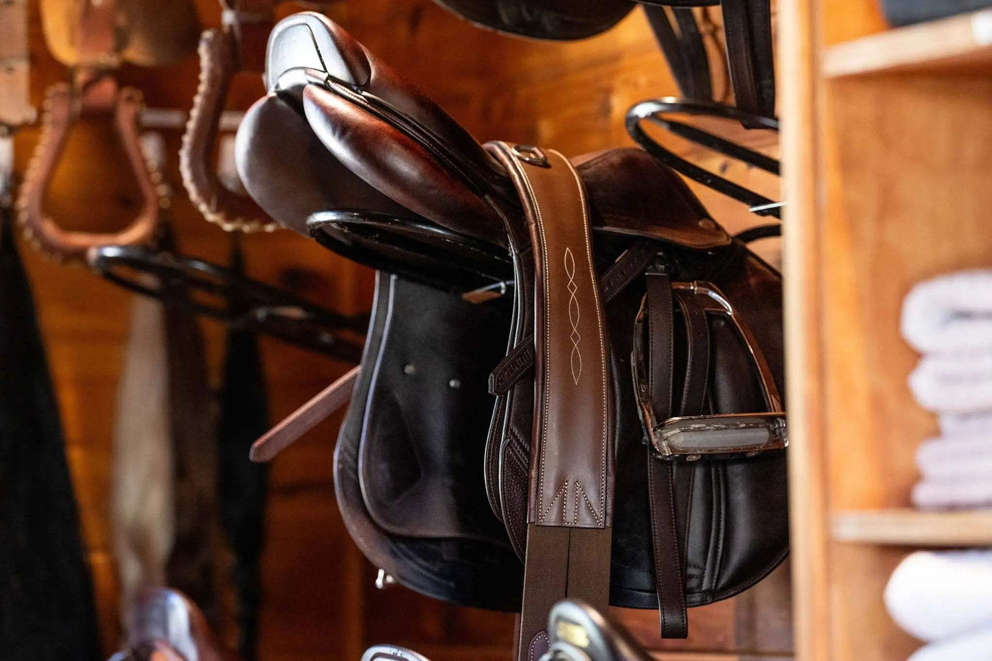 Huntley Equestrian Sedgwick Leather Fancy Stitched Padded Leather Contour Shaped Girth with Double End Elastic - Huntley Equestrian - Flyclothing LLC