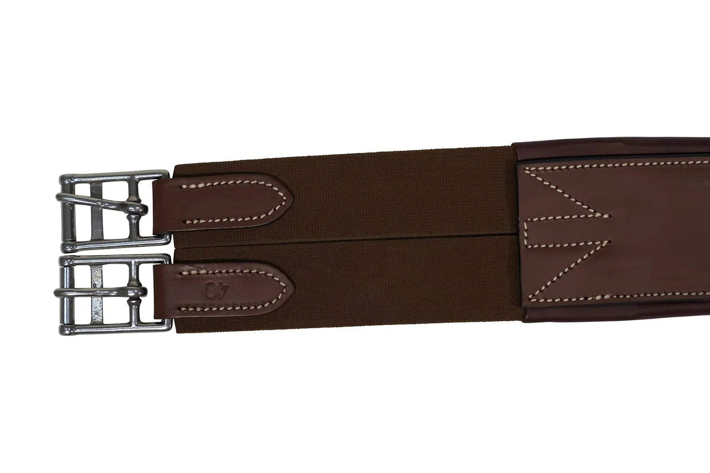 Huntley Equestrian Sedgwick Leather Fancy Stitched Padded Leather Contour Shaped Girth with Double End Elastic - Huntley Equestrian - Flyclothing LLC
