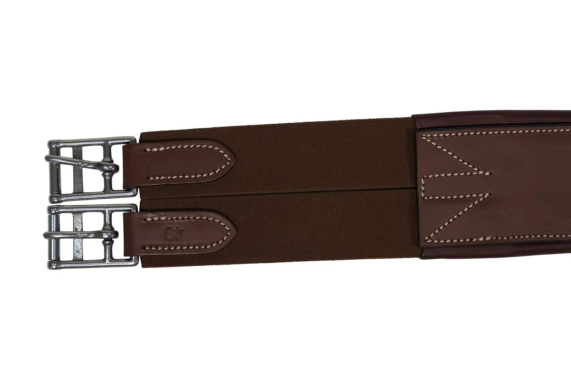 Huntley Equestrian Sedgwick Leather Fancy Stitched Padded Leather Contour Shaped Girth with Double End Elastic - Huntley Equestrian - Flyclothing LLC