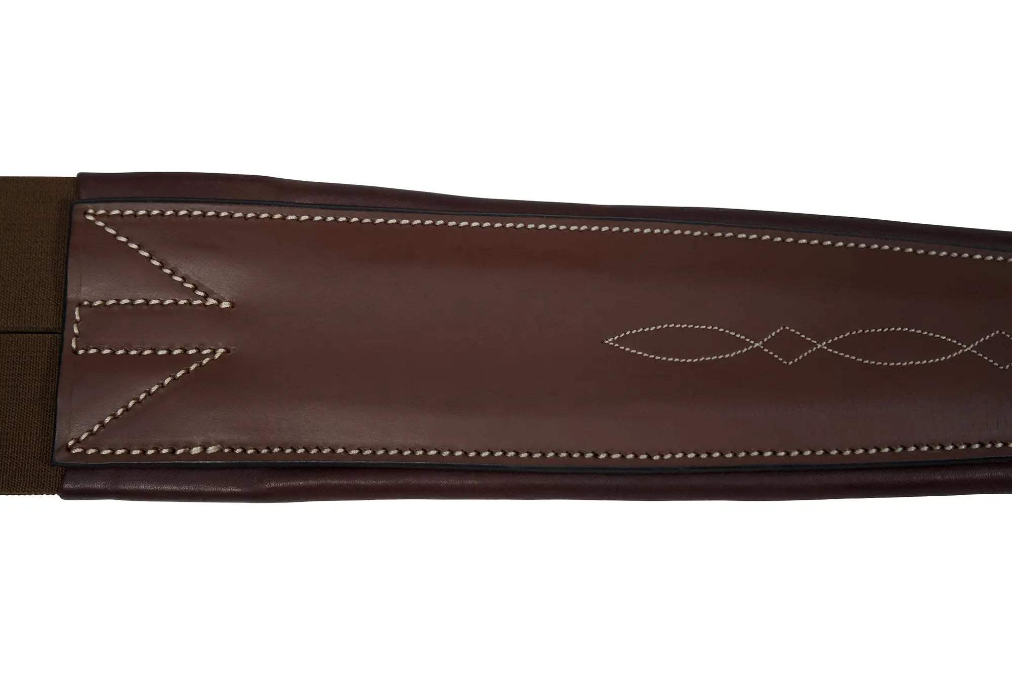 Huntley Equestrian Sedgwick Leather Fancy Stitched Padded Leather Contour Shaped Girth with Double End Elastic - Huntley Equestrian - Flyclothing LLC